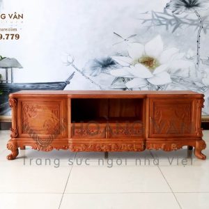 Kệ Tivi Gỗ Hương Đá Cổ Điển Hoàng Gia Sang Trọng Đẳng Cấp CTVHDLUY001