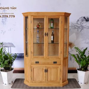 Tủ Rượu Gỗ Tự Nhiên Sồi Cho Phòng Khách Nhỏ Đẹp TRSM003