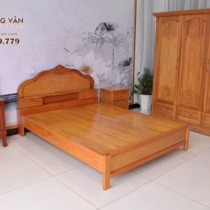 Giường Ngủ Giá Tốt Gỗ Gõ Đỏ Kiểu Vỏ Sò Đẹp GG015