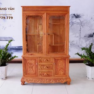 Tủ Rượu Vang Gỗ Hương Đá Cho Phòng Khách TRHD003