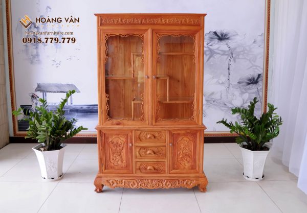 Tủ Rượu Vang Gỗ Hương Đá Cho Phòng Khách TRHD003