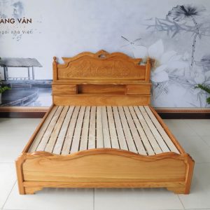 Giường Ngủ Gia Đình Gõ Đỏ Chạm Hoa Văn Đẹp GG003