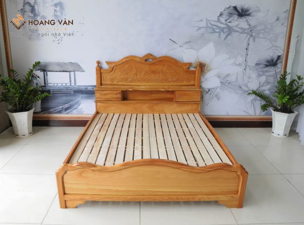 Giường Ngủ Gia Đình Gõ Đỏ Chạm Hoa Văn Đẹp GG003