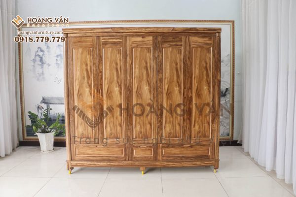 Tủ Quần Áo Gỗ Hương Xám 5 Cánh Đẹp TAHX002