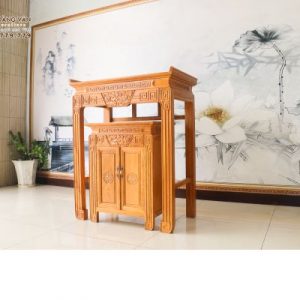 Mẫu Án Gian Thờ Gỗ Gõ Đẹp Chạm Chữ Phúc Cầu Bình An Cho Gia Chủ ATHOG002