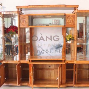 Bộ Tủ Kệ Tivi Kết Hợp Tủ Rượu Gỗ Gõ KTVGHG002