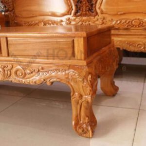 Bàn Ghế Phòng Khách Gỗ Gõ Phong Cách Hoàng Gia - SLG044/1