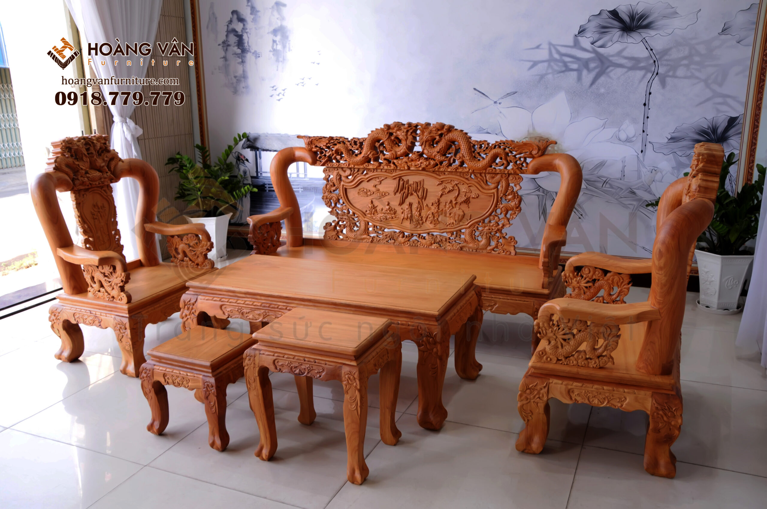 Bộ bàn ghế salon gỗ gõ